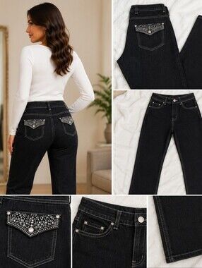 Embellished Black High-Rise Women’s Jeans